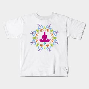 Yoga Asana Mandala - On the Back of Kids T-Shirt